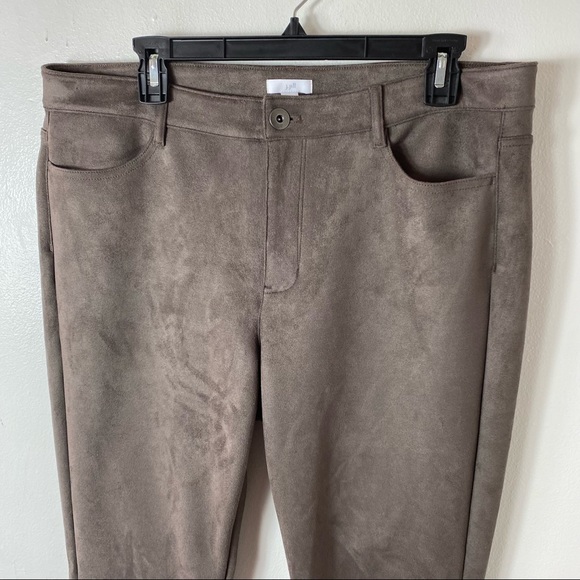 J. Jill Womens M Solid Brown Faux Suede Fitted Legging Pants - Picture 3 of 5
